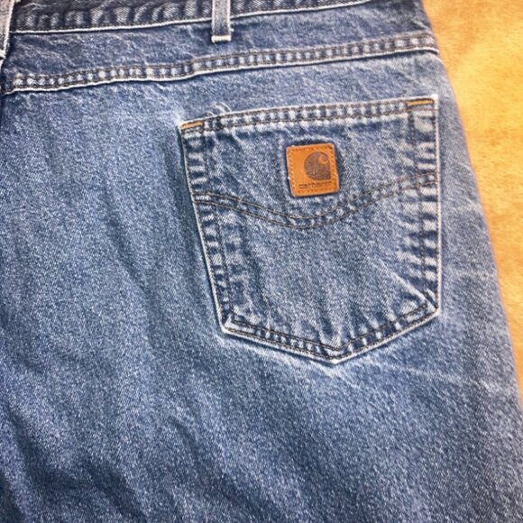 Vtg Carhartt Men 46 x 32 Denim Relaxed Fit Work 5 Pocket Jeans‎ Pants (S) - Picture 11 of 12